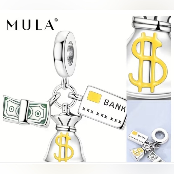 MULA Silver Charm Pendant with Money Symbols - Picture 5 of 10